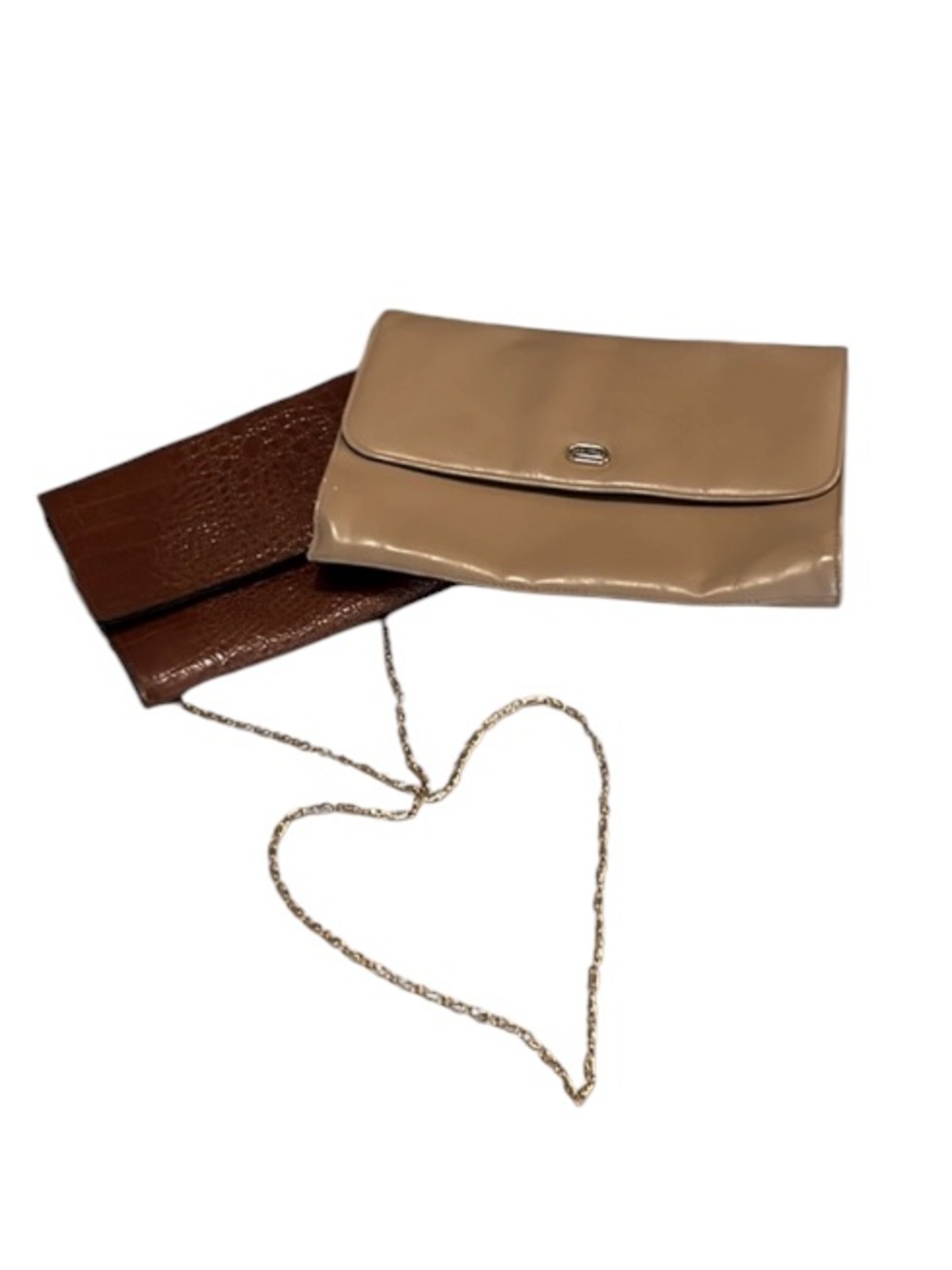 Vintage Women’s Neutral Clutch Crossbody Bags Purses Bundle of Two